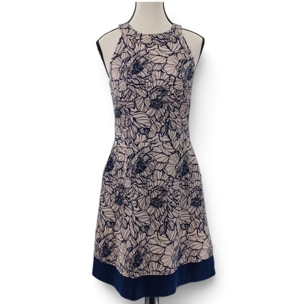 The Limited Fit & Flare Dress Women 4 Pink Navy Blue Floral Halter Pockets Party